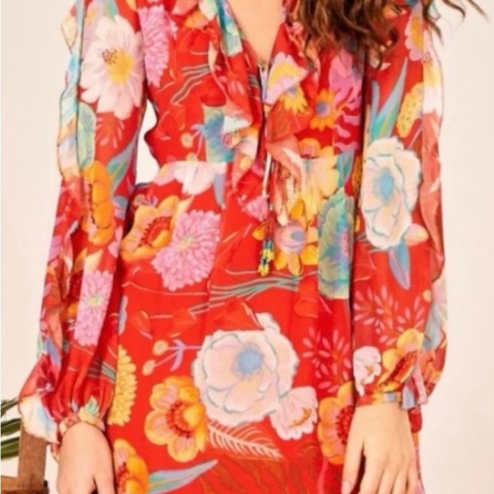 ❤️‍🔥 FARM RIO Red Floral Mini Dress
